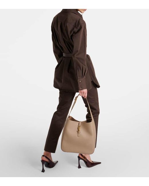 Saint Laurent Natural Le 5 A 7 Large Leather Shoulder Bag