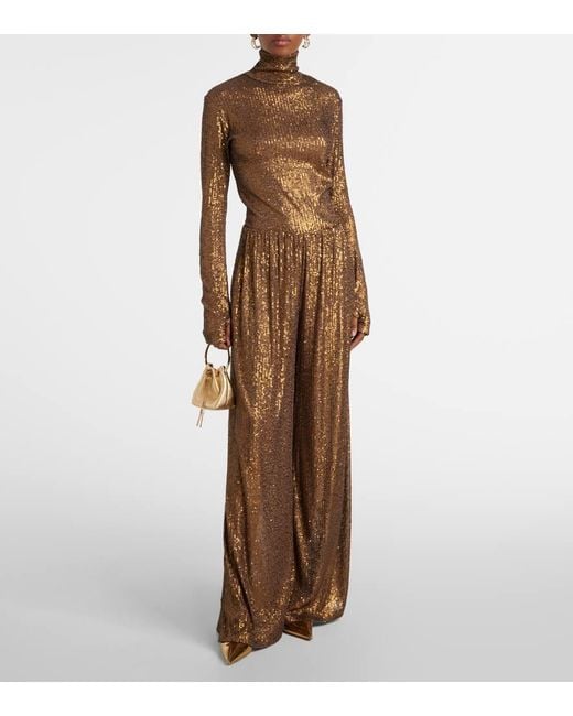 Norma Kamali Brown Top Mit Pailletten