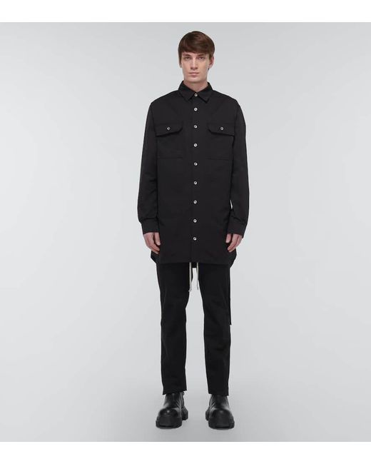 Rick Owens Black Cotton-Blend Poplin Overshirt for men
