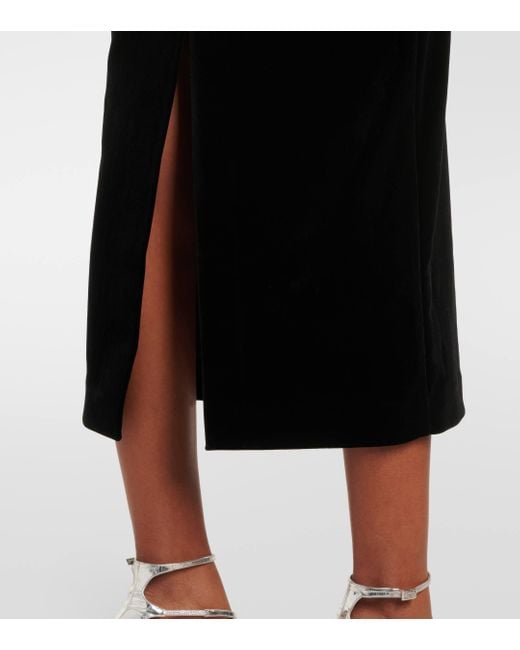 Roland Mouret Black Embellished Strapless Velvet Midi Dress