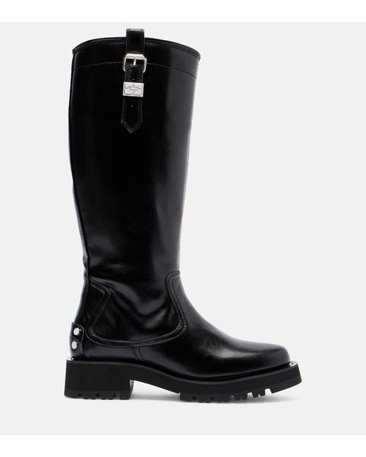 Ganni Black Studs Knee-High Boots