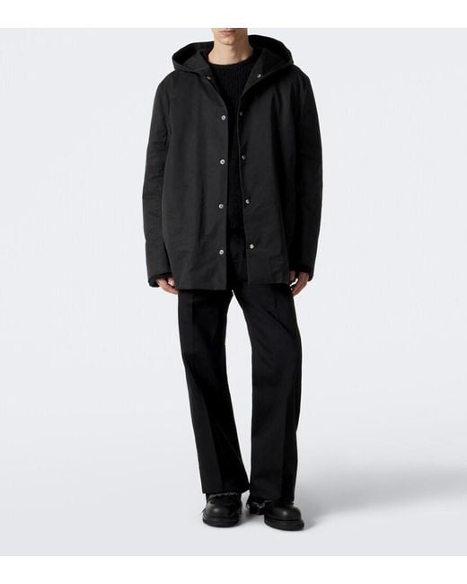 Rick Owens Black Mac Hooded Coat for men