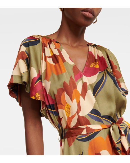 Velvet Multicolor Bedrucktes Midikleid Francie Aus Satin