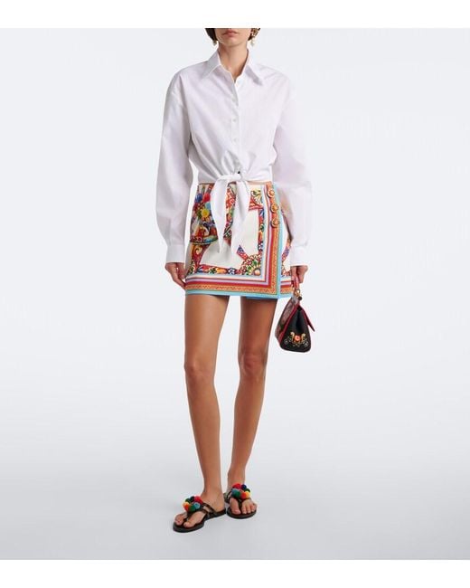 Dolce & Gabbana Red Carretto Cotton Miniskirt