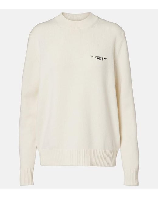 Givenchy White Logo Wool And Cashmere Sweater