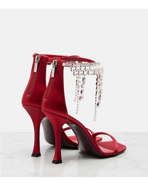 Jimmy Choo Red Sandalen Verity 100 Aus Satin Mit Kristallen