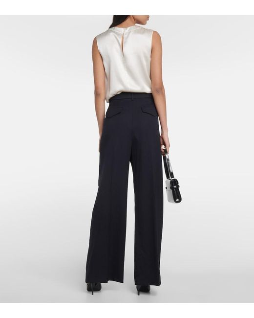 Nili Lotan Blue Johan Virgin Wool Wide-Leg Pants