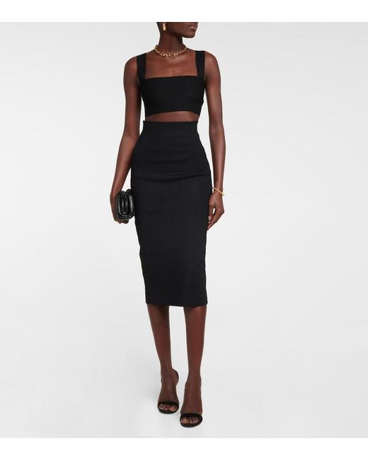 Victoria Beckham Black Vb Body High-Rise Knit Midi Skirt