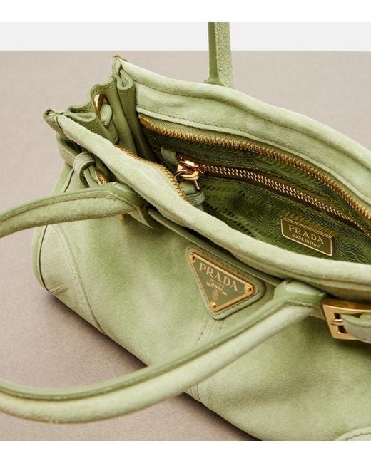 Prada Green Bonnie Mini Suede Top-Handle Bag