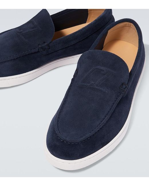 Christian Louboutin Blue Varsiboat Logo-Embossed Leather Boat Shoes for men