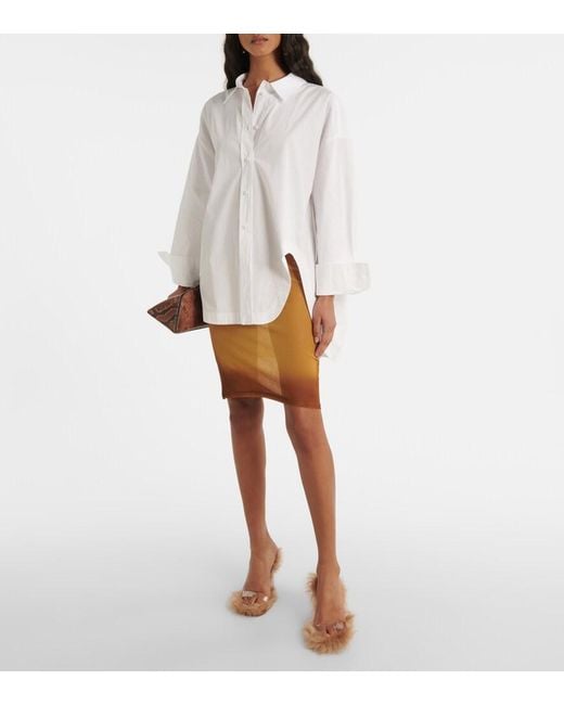 The Attico Brown Sheer Tulle Midi Skirt