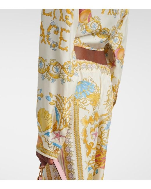 Versace Metallic Short Shirt With "Underwater Barocco" Print