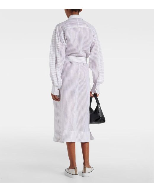 Brunello Cucinelli White Striped Shirt Dress