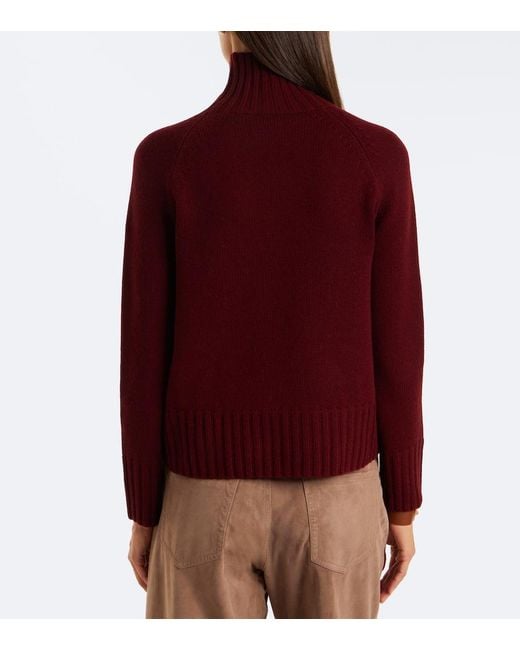Max Mara Red Wool And Cashmere Turtleneck Sweater
