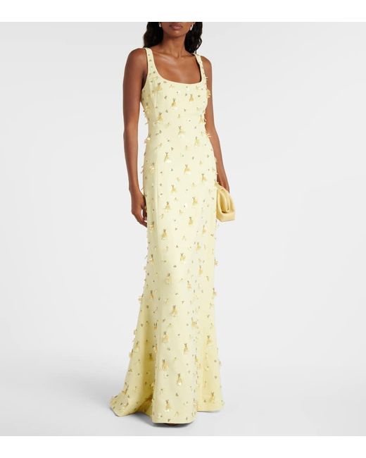 Jonathan Simkhai Metallic Briella Embellished Crepe Gown