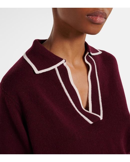 Jardin Des Orangers Red Wool And Cashmere Polo Sweater