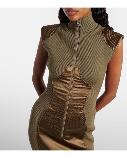 Jean Paul Gaultier Green Wool-Blend Minidress