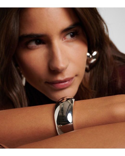 Jennifer Fisher White Puffy 10Kt Rhodium-Plated Brass Cuff