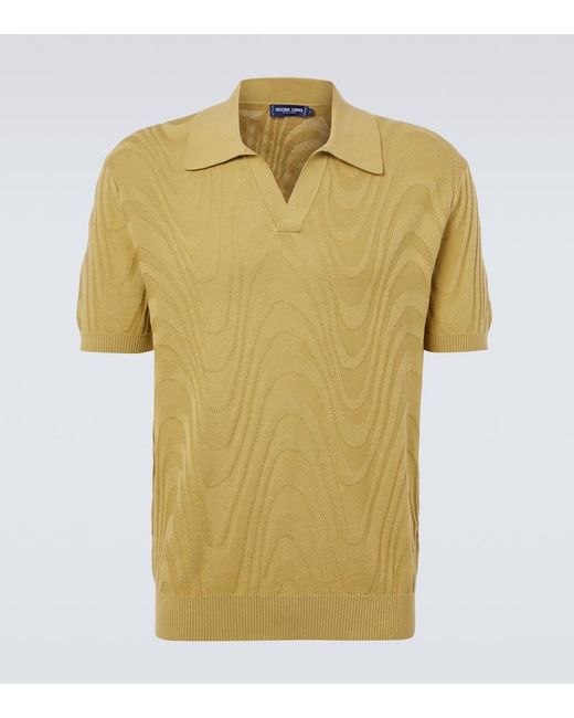 Frescobol Carioca Yellow Rino Cotton And Silk Jacquard Polo Shirt for men