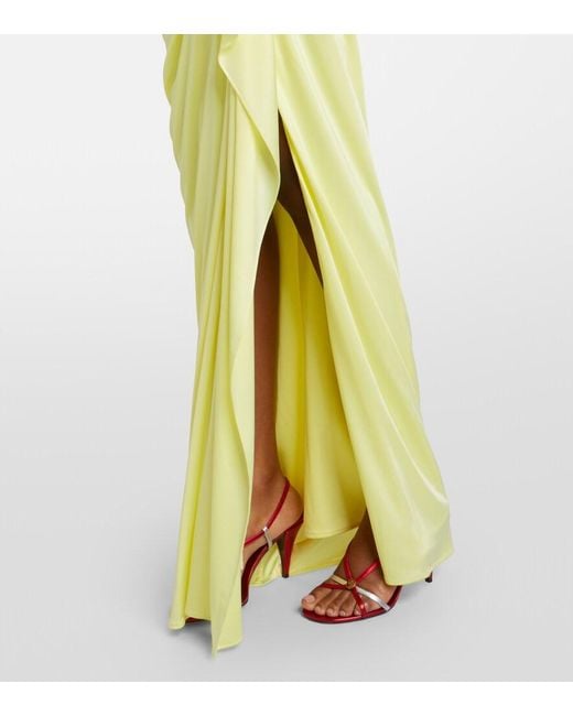 Versace Yellow Medusa Draped Jersey Gown