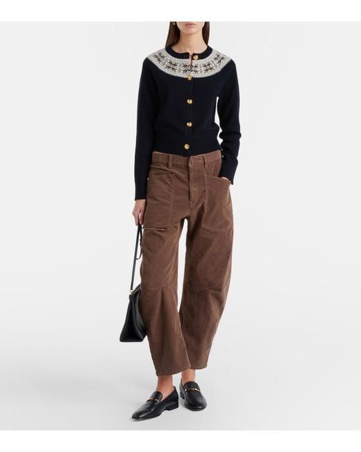 Nili Lotan Black Josefa Fair Isle Cashmere Cardigan
