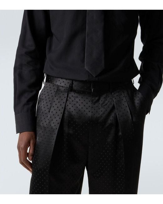 Tom Ford Black Jacquard Polka-Dot Satin Suit Pants for men