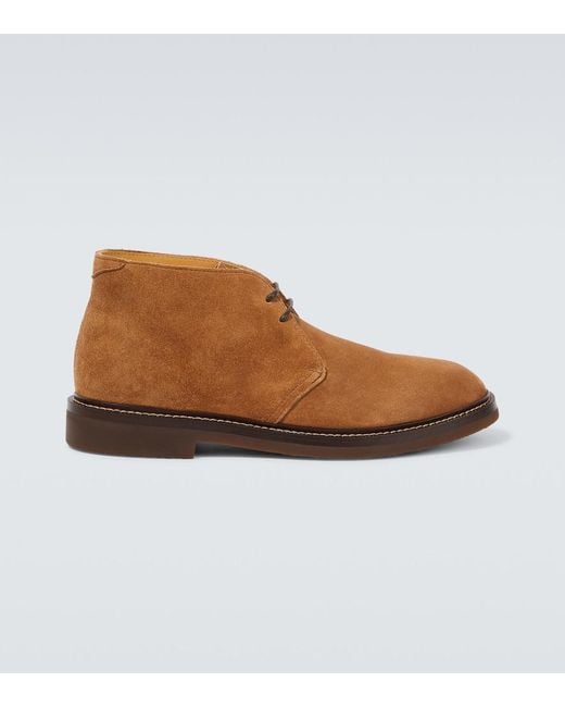 Brunello Cucinelli Brown Suede Ankle Boots for men