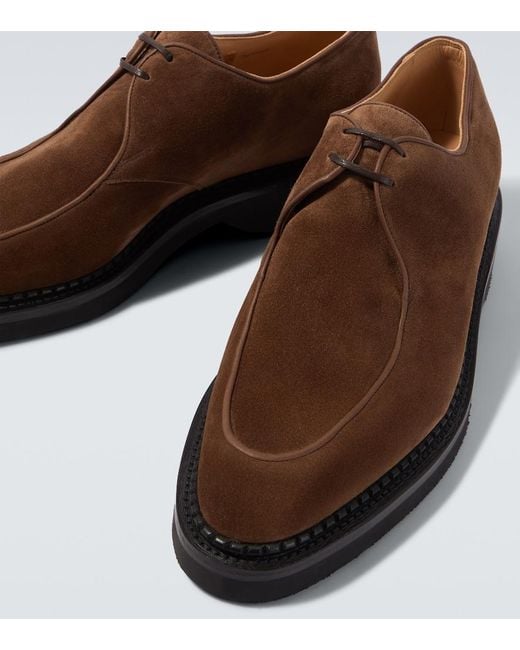 John Lobb Brown Ted Suede Oxford Shoes for men