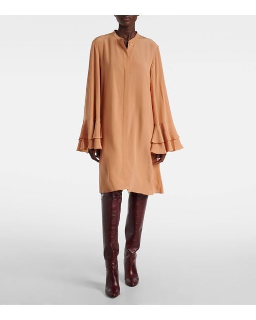 Chloé Natural Silk Crepe De Chine Minidress