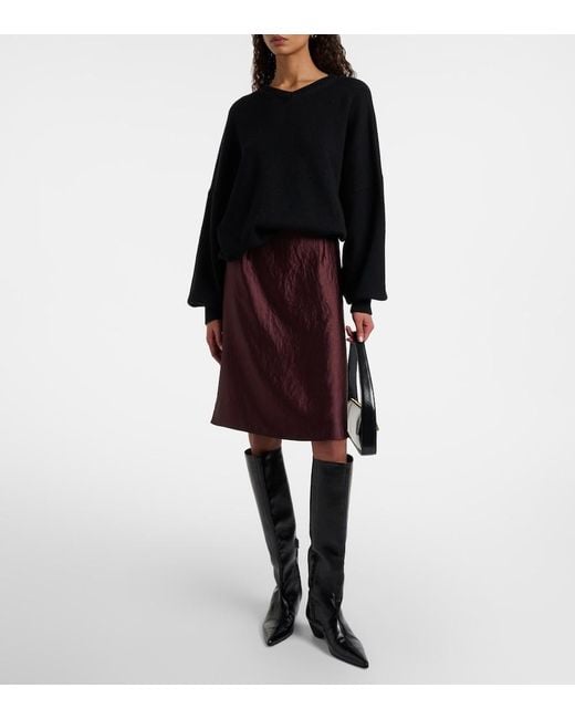 Vince Purple Satin Midi Skirt