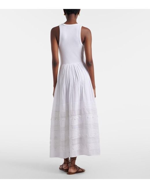 Polo Ralph Lauren White Lace-Trimmed Cotton-Blend Maxi Dress