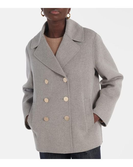 Max Mara Gray Margot Double-Breasted Wool Blazer