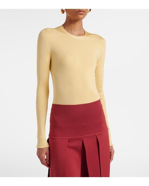 Alaïa Yellow Ribbed-Knit Silk-Blend Top
