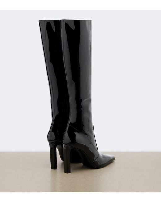 Saint Laurent Black Francoise Patent Leather Knee-High Boots
