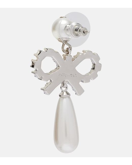 Orecchini Pendenti Con Perle Bijoux di Self-Portrait in White