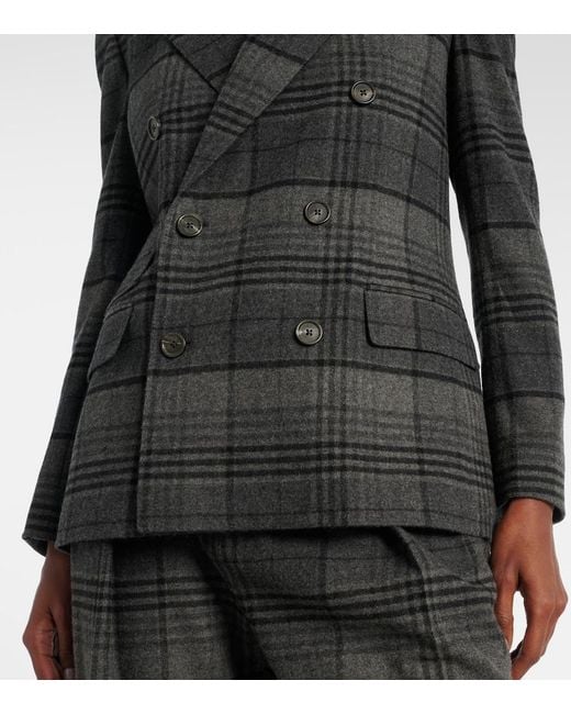 Ralph Lauren Black Kent Checked Double-Breasted Wool Jacket