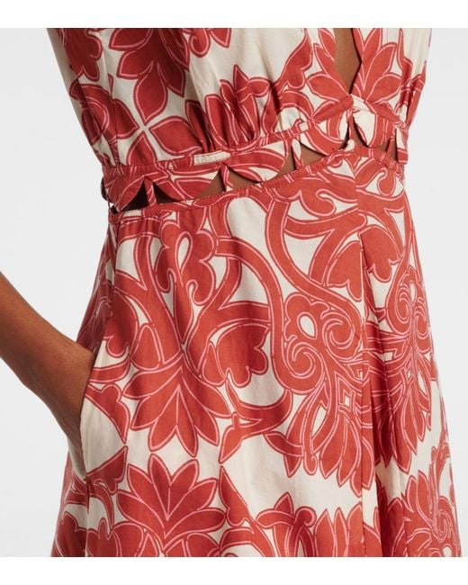 Poupette Red Noreen Printed Cotton Maxi Dress
