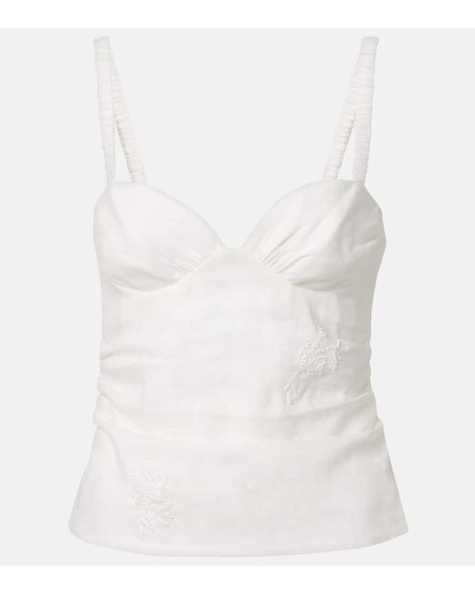 Sir White Alessandra Embroidered Linen Top
