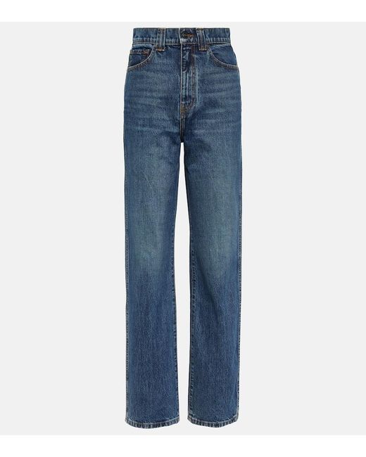 Khaite Blue High-Rise Straight Jeans Albi
