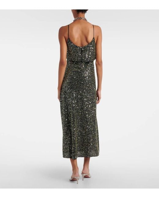 Rabanne Gray Slipdress Aus Crepe Mit Pailletten