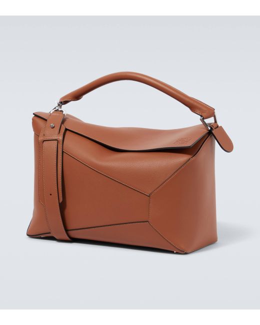 Loewe Brown Puzzle Large Leather Shoulder Bag for men