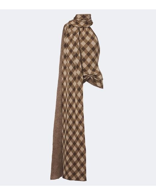 AYA MUSE White Kae Scarf-Detail Plaid Halterneck Top
