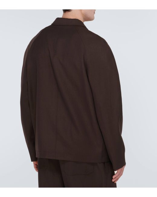 Manteau en laine et lin Lemaire pour homme en coloris Brown