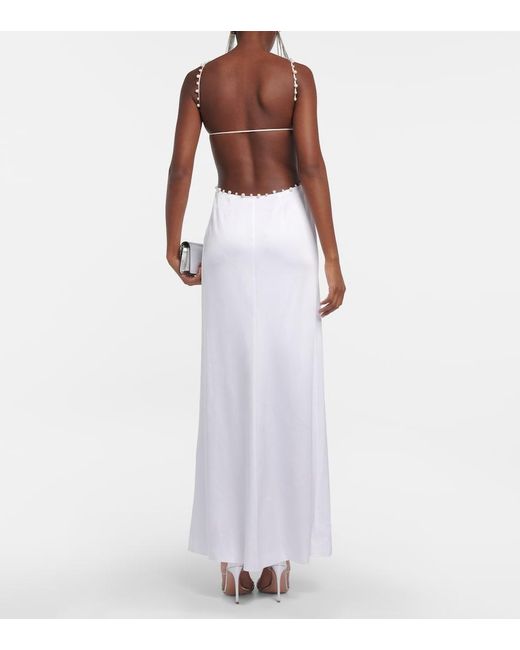 Galvan White Bridal Pearled Cove Cutout Gown