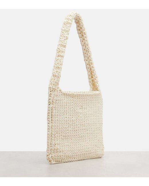 The Row White Didion Woven Shoulder Bag