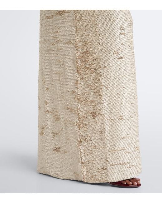 Coperni White Draped Open-Back Sequined Maxi Dress