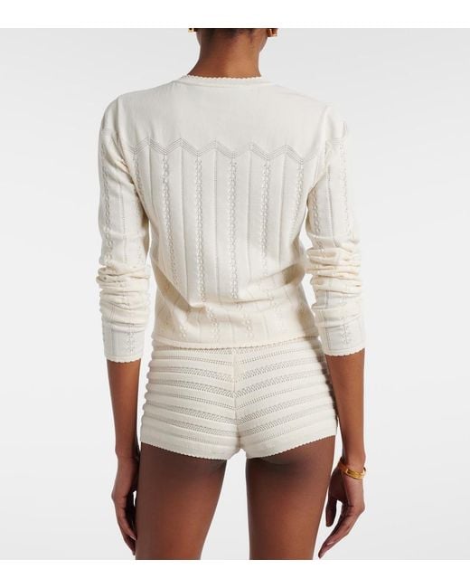 Faithfull The Brand White Duma Pointelle Cotton-Blend Shorts