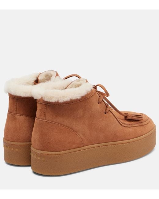Hogan Brown H681 Suede Platform Desert Boots