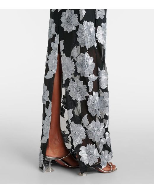 ROTATE BIRGER CHRISTENSEN White Floral Strapless Mesh Maxi Dress