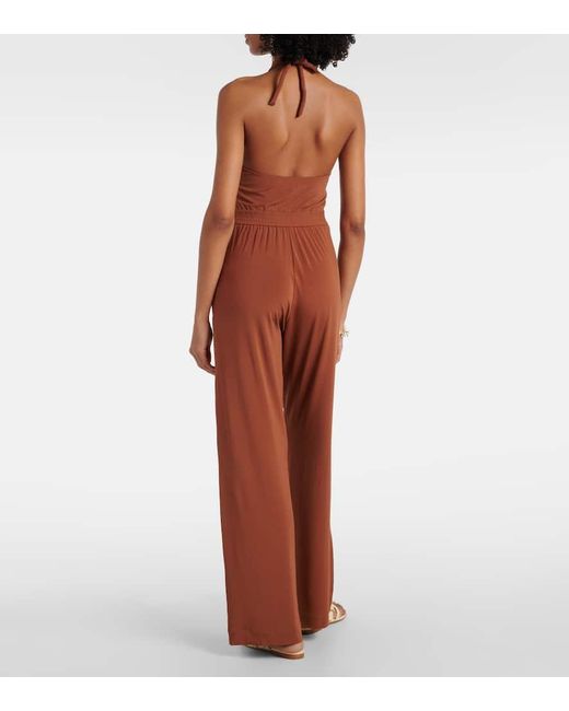 Max Mara Brown Parsec Halterneck Beach Jumpsuit